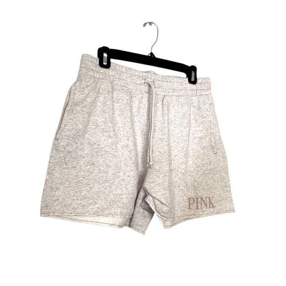 PINK Victoria's Secret Everyday Fleece Drawstring Oatmeal Sweat Shorts Medium - Picture 2 of 6